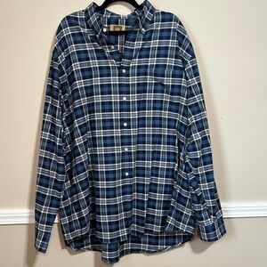 Foundry Supply CoShirt Mens 2XL Blue‎ White Plaid Check Cotton Polyester Oxford
